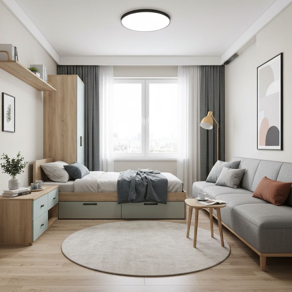 Маленькая гостиная с минималистичным дизайном