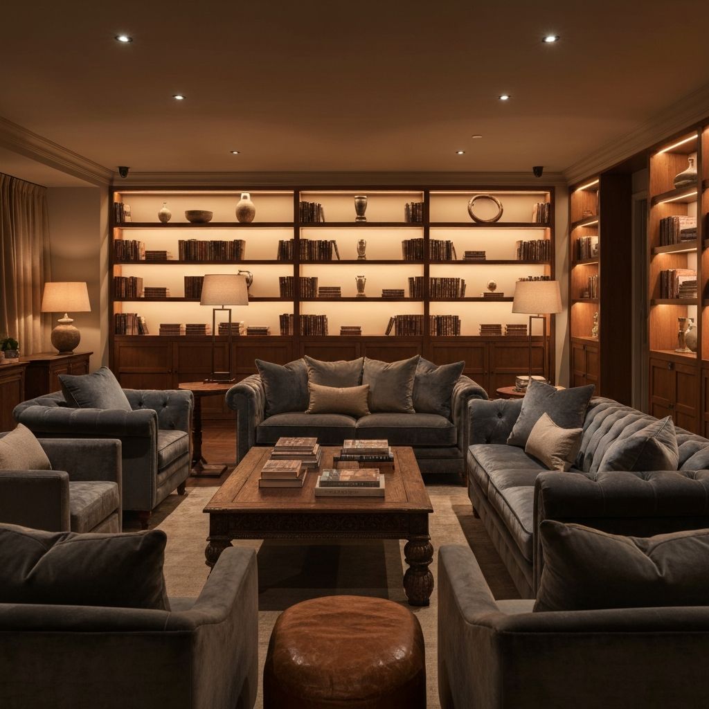 Гостиная с многоуровневым освещением